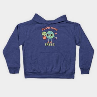 Cute Earth With Tree Pot Plant More Trees Kids Hoodie